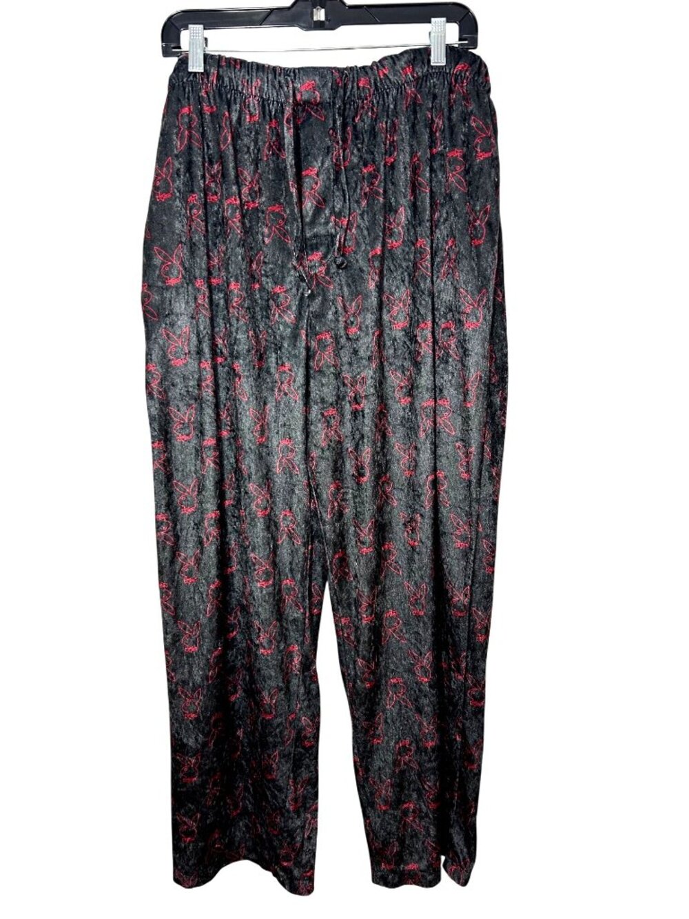 Playboy under wear Men’s Black Pajama Lounging Pants XL Red Bunny Head All Print